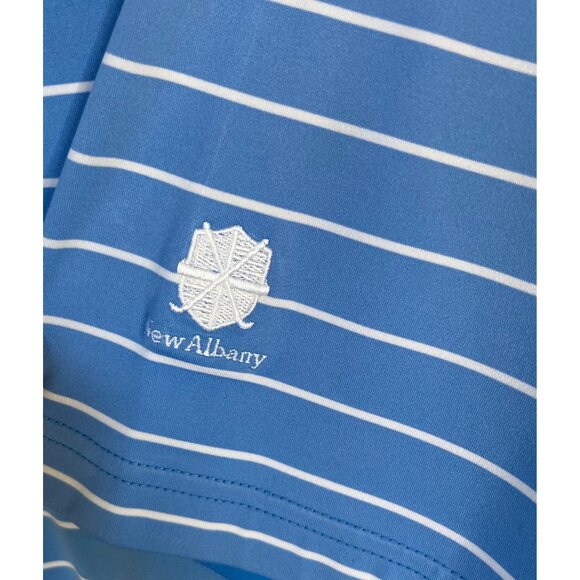 Peter Millar Golf Polo Shirt Mens Large Blue White Stripes Summer Comfort - Picture 5 of 8